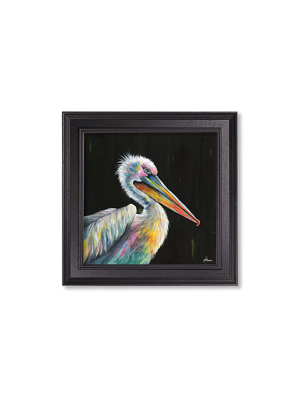 Pelican Print 'Pierre' by Amy Ansell - Black Square Frame - Blythe Living