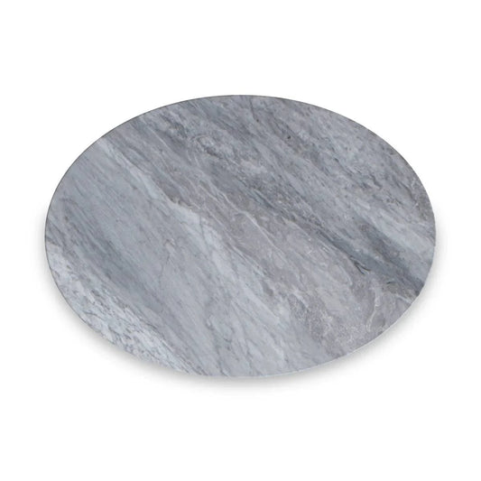 Marmora Grey Marble Oval C Side Table with Grey Frame - Blythe Living