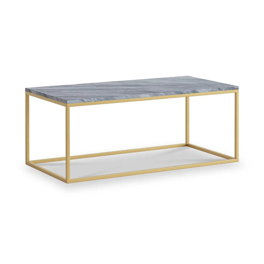 Marmora Grey Marble Rectangular Coffee Table with Gold Frame - Blythe Living