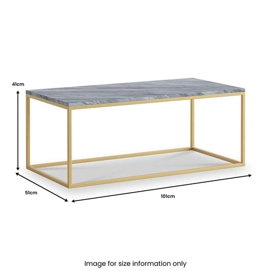 Marmora Grey Marble Rectangular Coffee Table with Gold Frame - Blythe Living