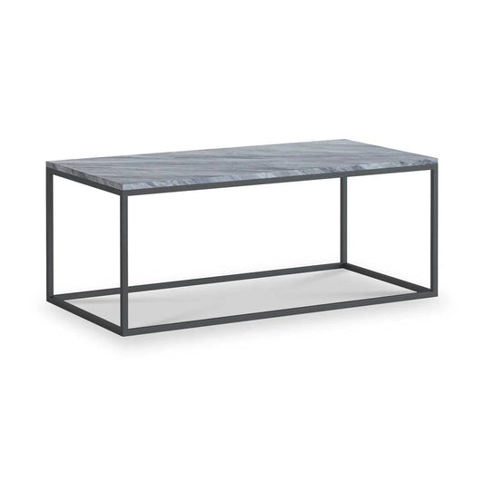 Marmora Grey Marble Rectangular Coffee Table with Grey Frame - Blythe Living