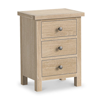 Modern Country Washed Oak 3 Drawer Bedside Table