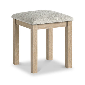 Modern Country Washed Oak Boucle Dressing Table Stool