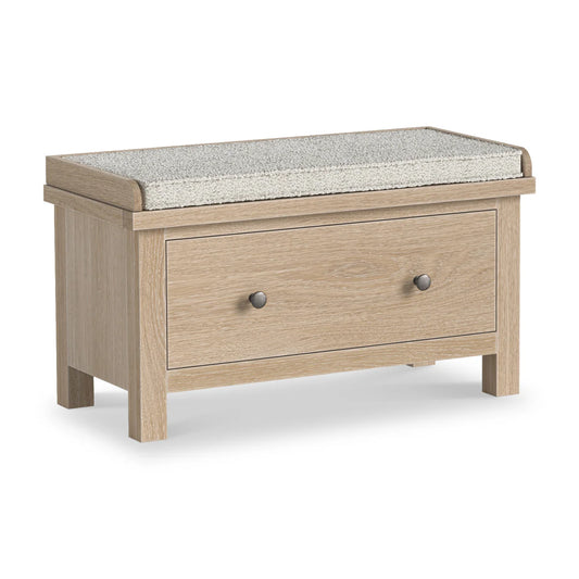 Modern Country Washed Oak Storage Bench with Drawer