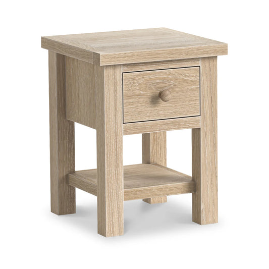 Modern Country Washed Oak 1 Drawer Lamp Table