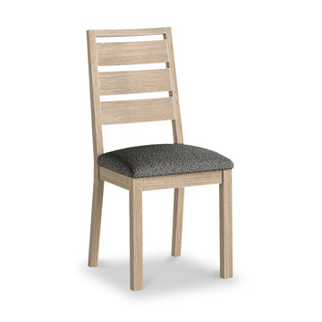 Modern Country Washed Oak Boucle Slatted Back Dining Chair - Charcoal