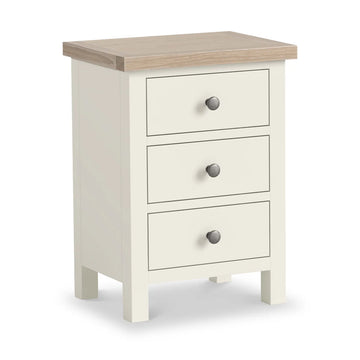 Modern Country 3 Drawer Bedside Table - Coconut White