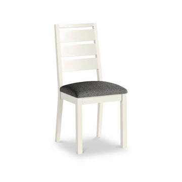 Modern Country Grey Boucle Slatted Back Dining Chair - Coconut White