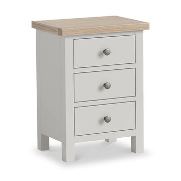 Modern Country 3 Drawer Bedside Table - Stone Grey