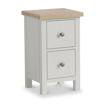 Modern Country 2 Drawer Slim Bedside Table - Stone Grey