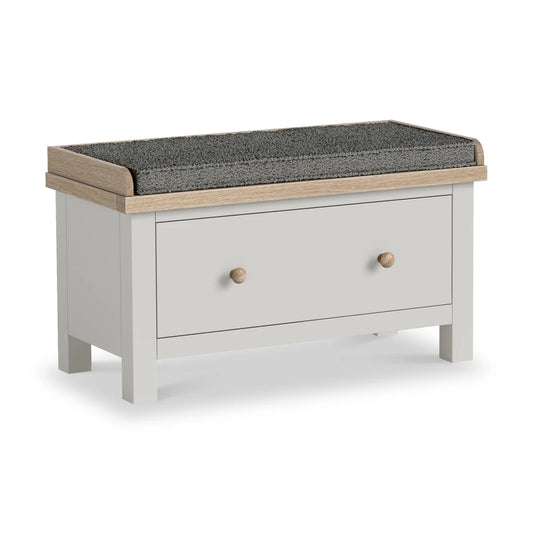 Modern Country Storage Bench with Drawer - Stone Grey