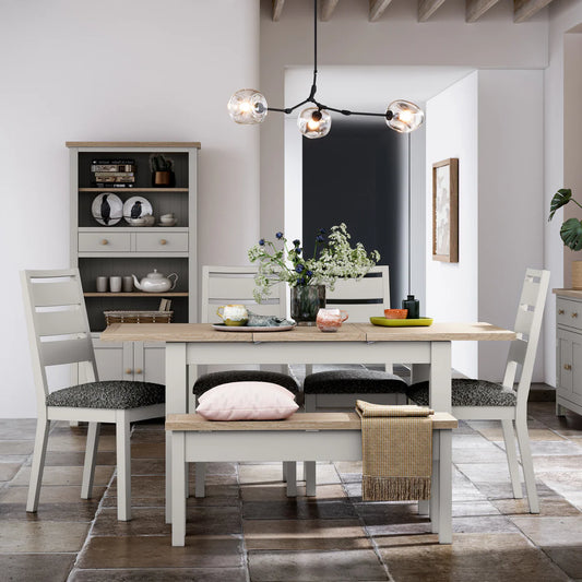 Modern Country Shallow Storage Bench - Stone Grey