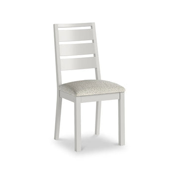 Modern Country White Boucle Slatted Back Dining Chair - Stone Grey