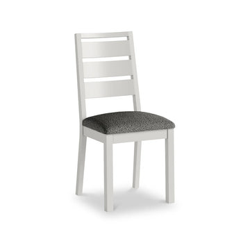 Modern Country Grey Boucle Slatted Back Dining Chair - Stone Grey