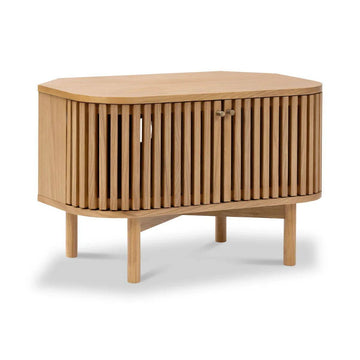 Soho Oak Slatted Corner TV Unit - Blythe Living