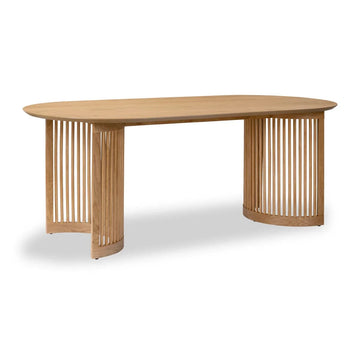 Soho Oak 200cm Slatted Oval Dining Table - Blythe Living