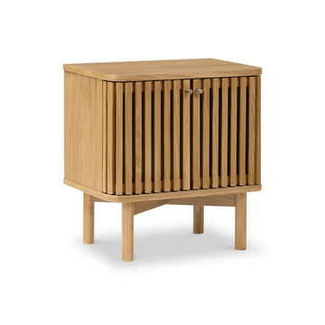 Soho Oak Slatted 2 Door Bedside Table - Blythe Living