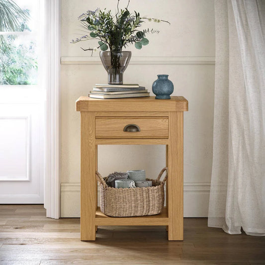 Normandy Oak 1 Drawer Telephone Table - Blythe Living