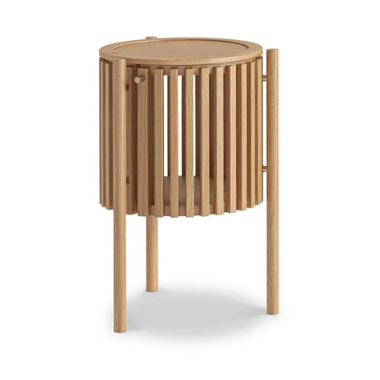 Soho Oak Slatted Story 1 Door Side Table - Blythe Living