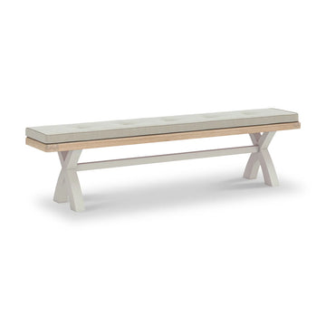 Salcombe Stone Grey Cross Leg Bench - Beige Cushion