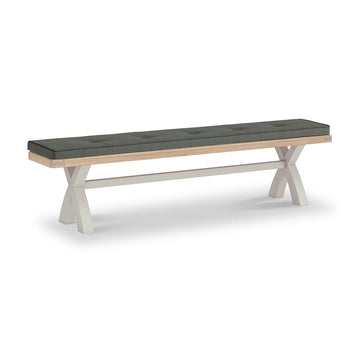 Salcombe Stone Grey Cross Leg Bench - Charcoal Cushion