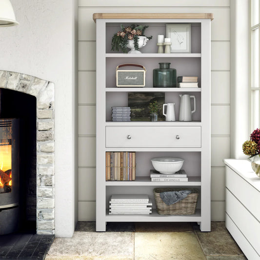 Salcombe Large Bookcase - Stone Grey