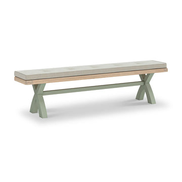Salcombe Sage Cross Leg Bench - Beige Cushion