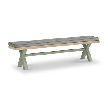 Salcombe Sage Cross Leg Bench - Grey Cushion