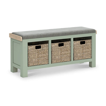 Salcombe Sage Storage Bench with Baskets - Grey Cushion