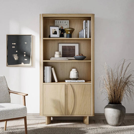 Cara Oak Large Storage Bookcase - Blythe Living