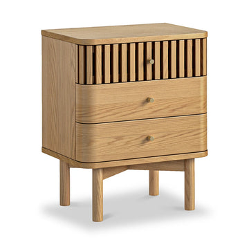 Soho Oak Slatted 3 Drawer Bedside Table