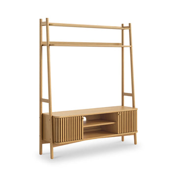 Soho Oak Slatted 137cm TV Ladder Unit