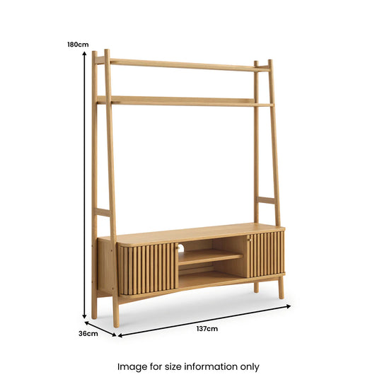Soho Oak Slatted 137cm TV Ladder Unit