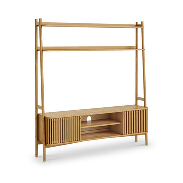 Soho Oak Slatted 165cm TV Ladder Unit