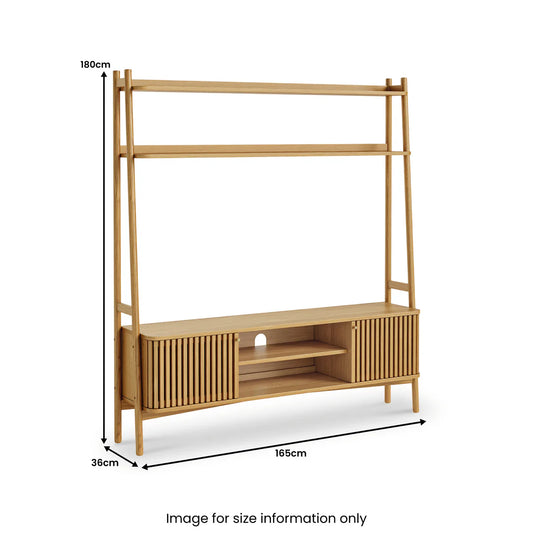 Soho Oak Slatted 165cm TV Ladder Unit