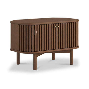Soho Dark Oak Slatted Corner TV Unit