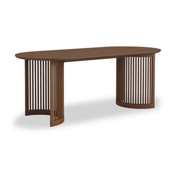 Soho Dark Oak Slatted Oval Dining Table