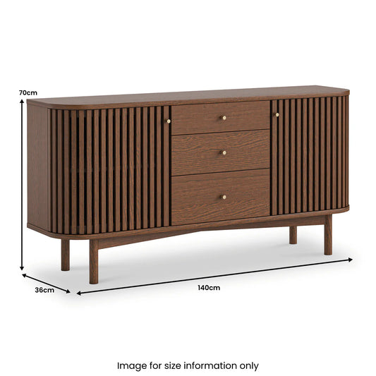Soho Dark Oak Slatted 3 Drawer Sideboard