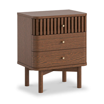 Soho Dark Oak Slatted 3 Drawer Bedside Table