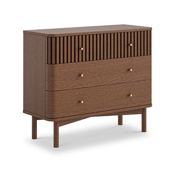 Soho Dark Oak Slatted 3 Drawer Chest