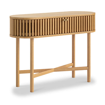 Soho Oak Slatted Oval Console Table