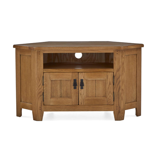 Burford Oak Corner TV Unit with Door - Blythe Living