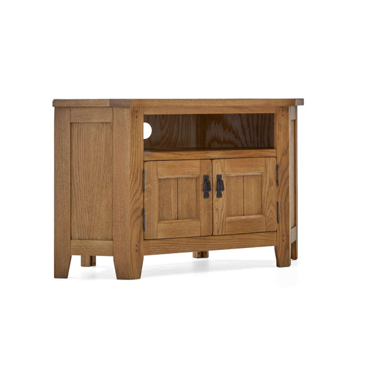 Burford Oak Corner TV Unit with Door - Blythe Living