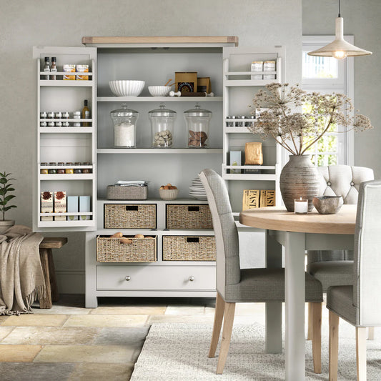 Salcombe Painted Oak Stone Grey Larder Unit for Sale