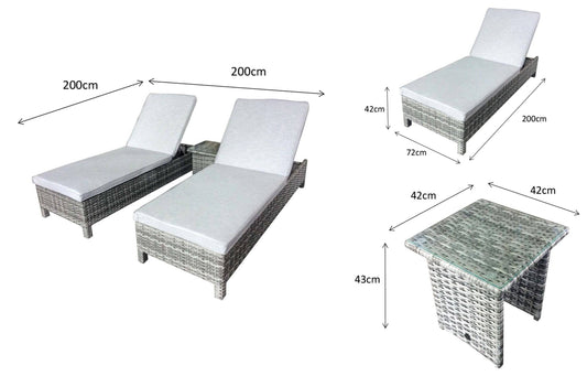 Sarena Sunbeds in Grey Victoria Weave - Blythe Living