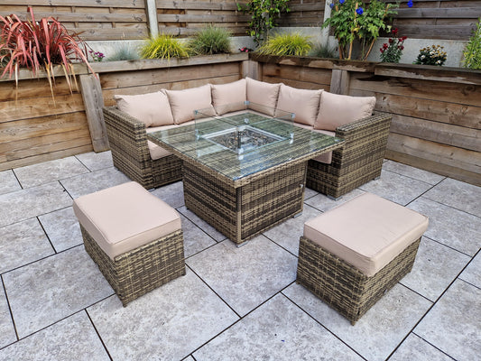 Shop Georgia Outdoor Brown Rattan Corner Sofa Dining Set