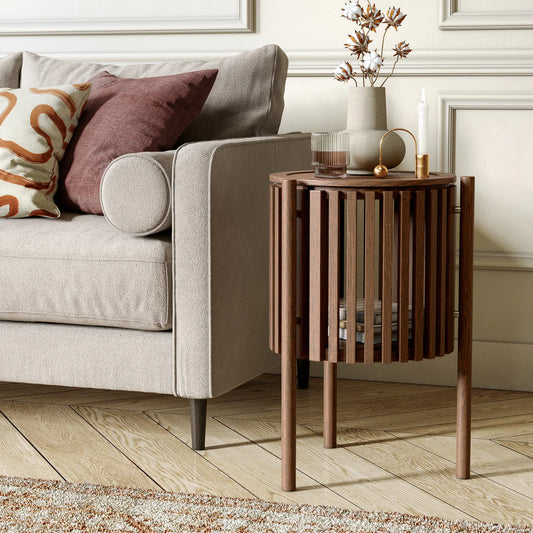 Shop Soho Dark Oak Slatted Story 1 Door Side Table