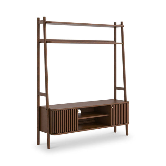 Soho Dark Oak Slatted 137cm TV Ladder Unit