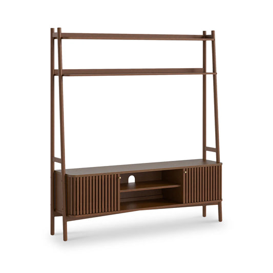 Soho Dark Oak Slatted 165cm TV Ladder Unit