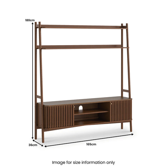 Soho Dark Oak Slatted 165cm TV Ladder Unit for Sale Online - Blythe Living